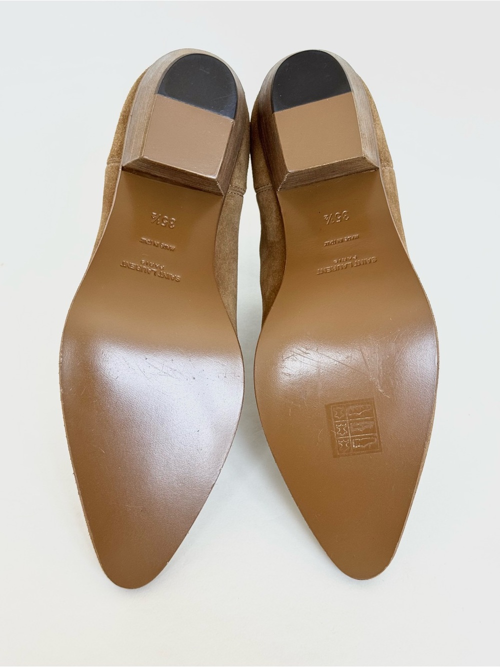 Saint Laurent Wyatt Chelsea Booties in Tan Suede with 2” Heel Stack - Italy - Picture 12 of 13